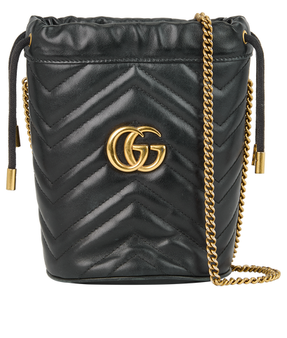 Small GG Marmont Bucket Bag, &pound;395, Handbags, Black, Leather, Front view
